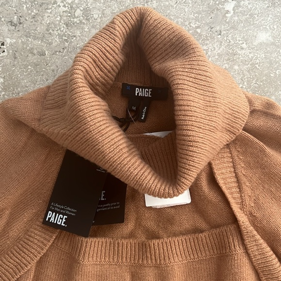 Paige x Revolve Cherise Cut-Out RollNeck Sweater Toffee Bronze Size M NEW w/Tag - Picture 5 of 6